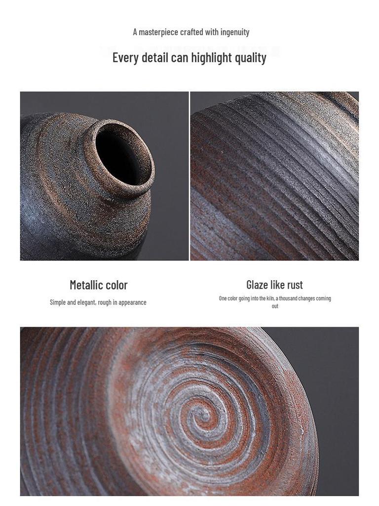 Retro Zen Coarse Pottery Ceramic Vase - Small Flower Holder