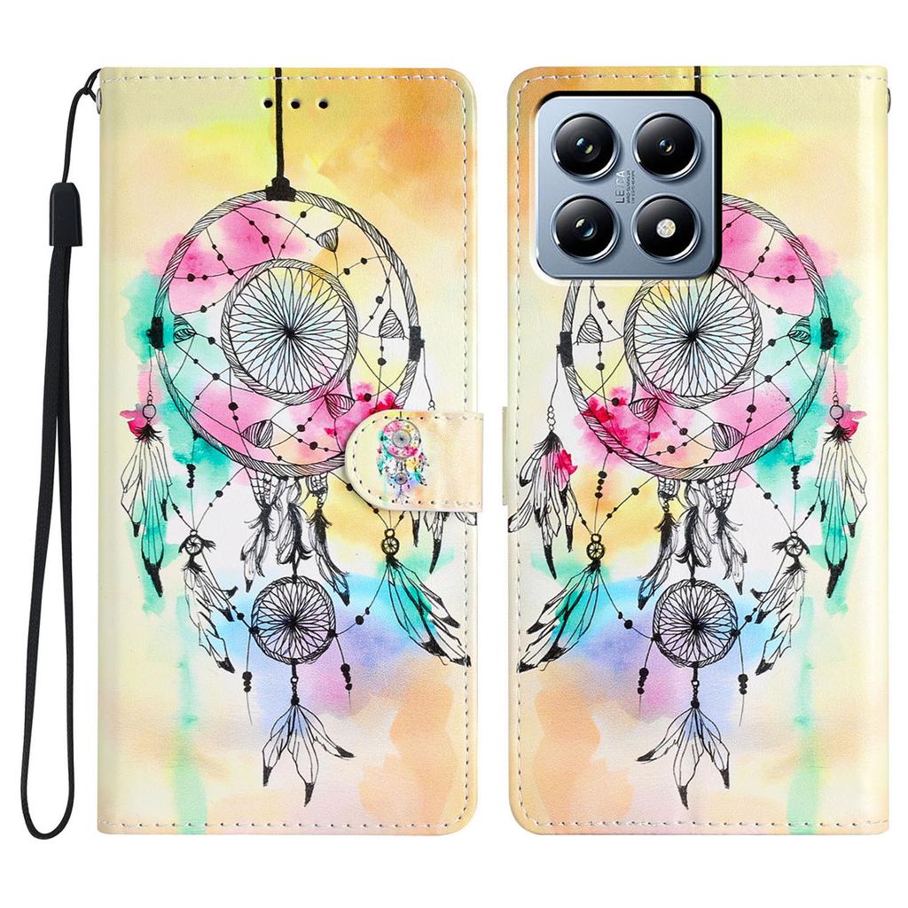 For Xiaomi 14T Pro Wallet Case PU Leather Pattern Printing Stand Phone Cover with Strap