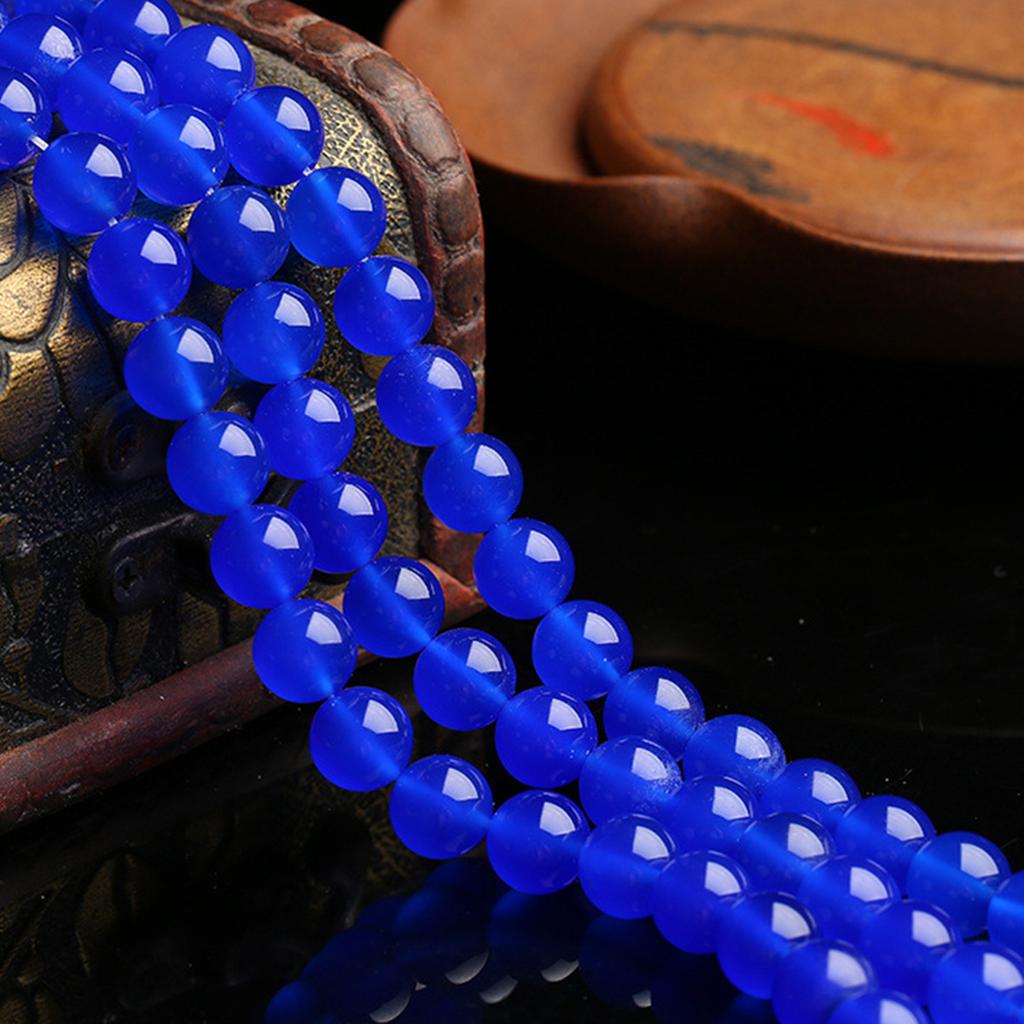 Cca 45 ks/sáček 8mm Přírodní Tmavě Modrý Chalcedon pro DIY Náhrdelník Náramek Příslušenství pro Výrobu Šperků