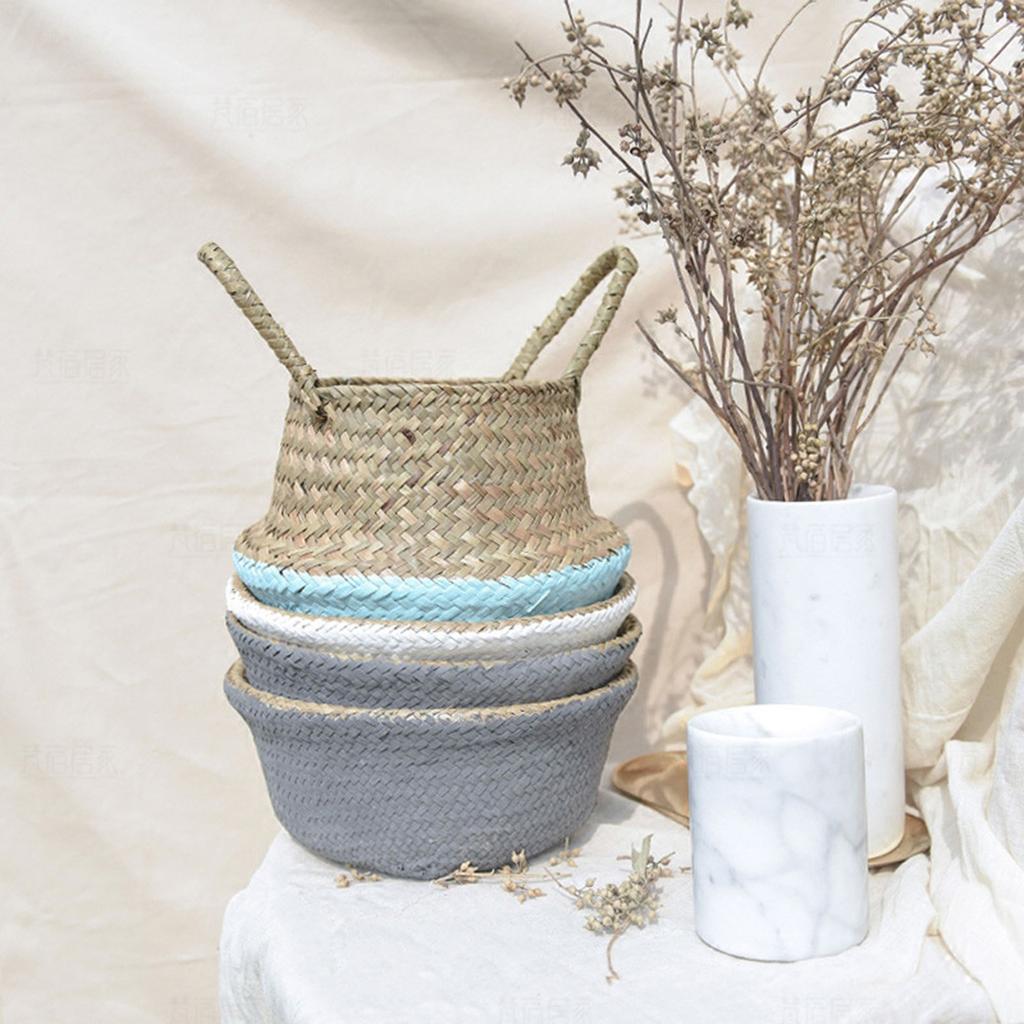 Seagrass Wicker Basket Wicker Basket Flower Pot Folding Basket Dirty Basket