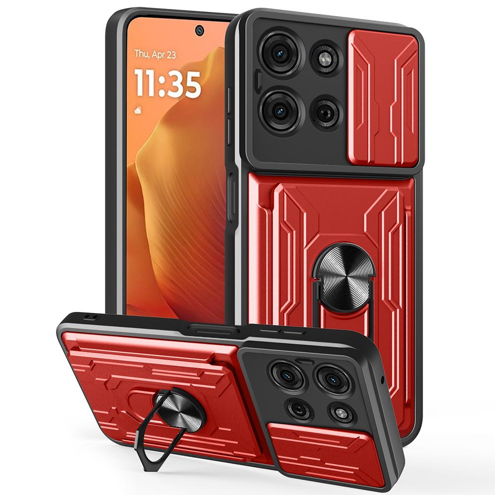 For Motorola Moto G75 5G Case PC+TPU Kickstand Phone Back Cover with Camera Slider