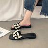 Summer New Flat Bottom One-word Drag Fashion Home Soft Bottom French Go Out Beach Women's Flat Bottom Cool Slippers