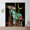 Garden Style Knit Fabric Curtain Panels with Rod Pocket  Light-Filtering Polyester Curtains Bird and Butterfly for Bedroom