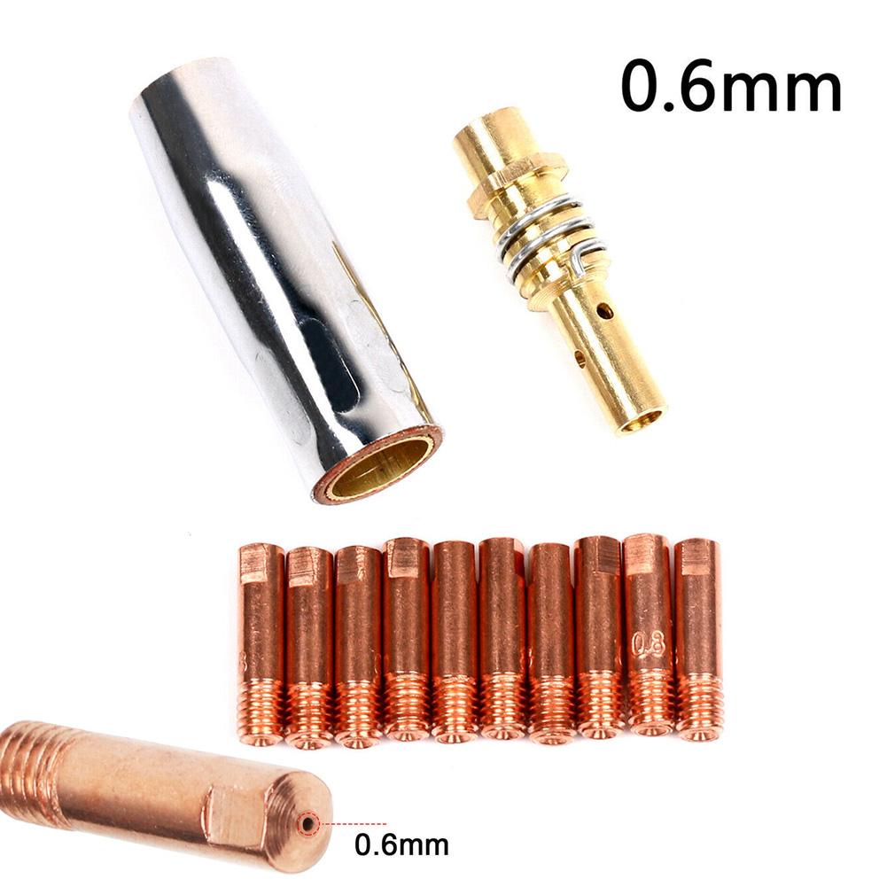 Nozzle Contacts 0.6/0.8/1.0mm 12pcs Accessories Brackets M6x25mm Tip MIG Replace Welding Torch Useful Brand New