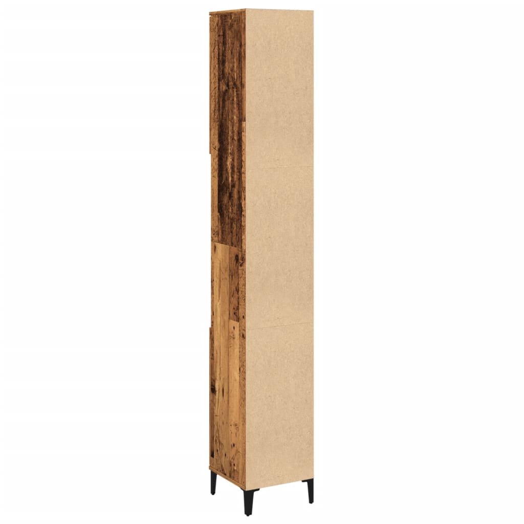 Bathroom Cabinet with Vintage Wood Effect 30 x 30 x 190 cm Engineered Wood