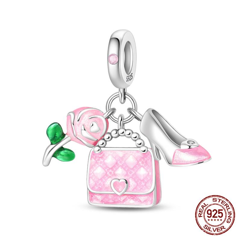 New 100% 925 Silver Pumpkin Car Princess & Cactus Pendant Fit 925 Bracelet Jewelry Making Women Gift