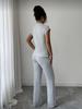 2026 New Style Women's Solid Color Short Sleeve Top & Ribbed Casual Pants Set