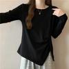 [ODFMCE] t-shirt ladies long sleeve spring cotton Plain color Fashionable Beautiful Relaxing big size is (JP, alphabet, L, black)