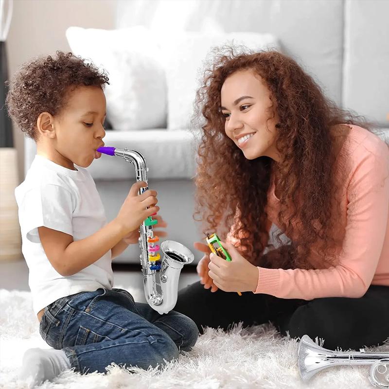 Saxofono Giocattolo Realistico a Otto Tonalità per la Pratica dei Bambini Uno Strumento Musicale e un Regalo di Compleanno Educativo per Bambini.