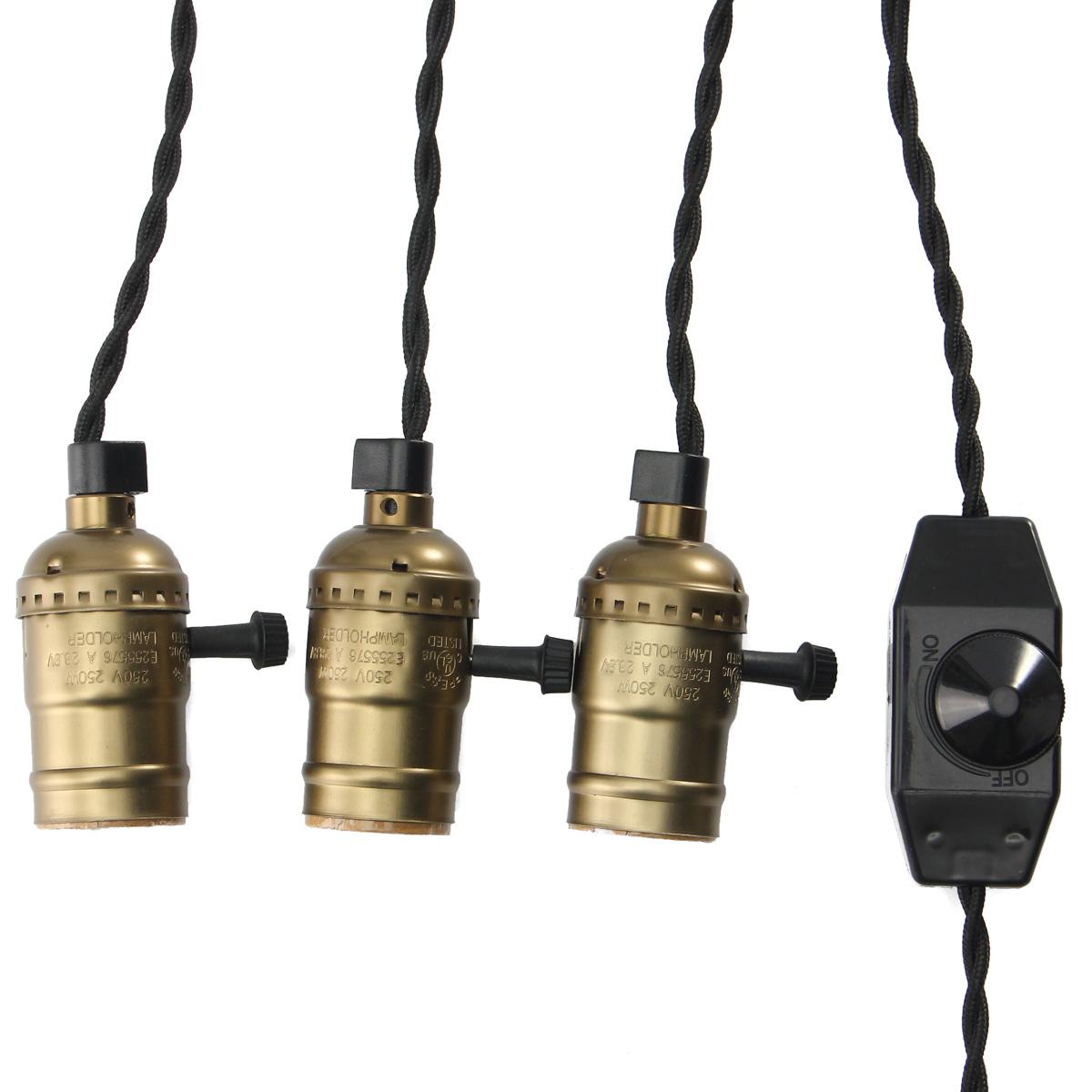 

E26/E27 Твердые промышленные тройные патроны для ламп с выключателями Винтажный подвесной держатель Эдисона, патроны для ламп, шнур для кухни без лампочки