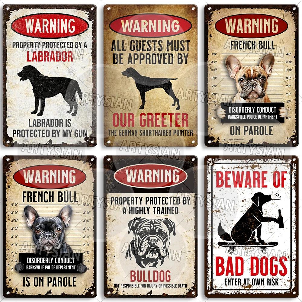 Beware Of Dog Warning Metal Sign German Shorthaired Pointer Aussie Dachshund Labrador Doxie Bulldog Dobermann Pyrenees Shiba Pug