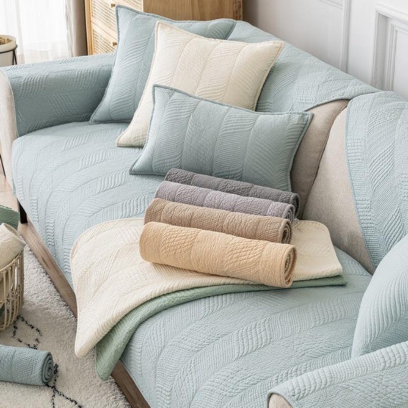 Four Seasons Universelles Sofakissen aus Baumwolle, gestepptes Stoffkissen, nordisches, einfaches, rutschfestes, einfarbiges Sofabezug