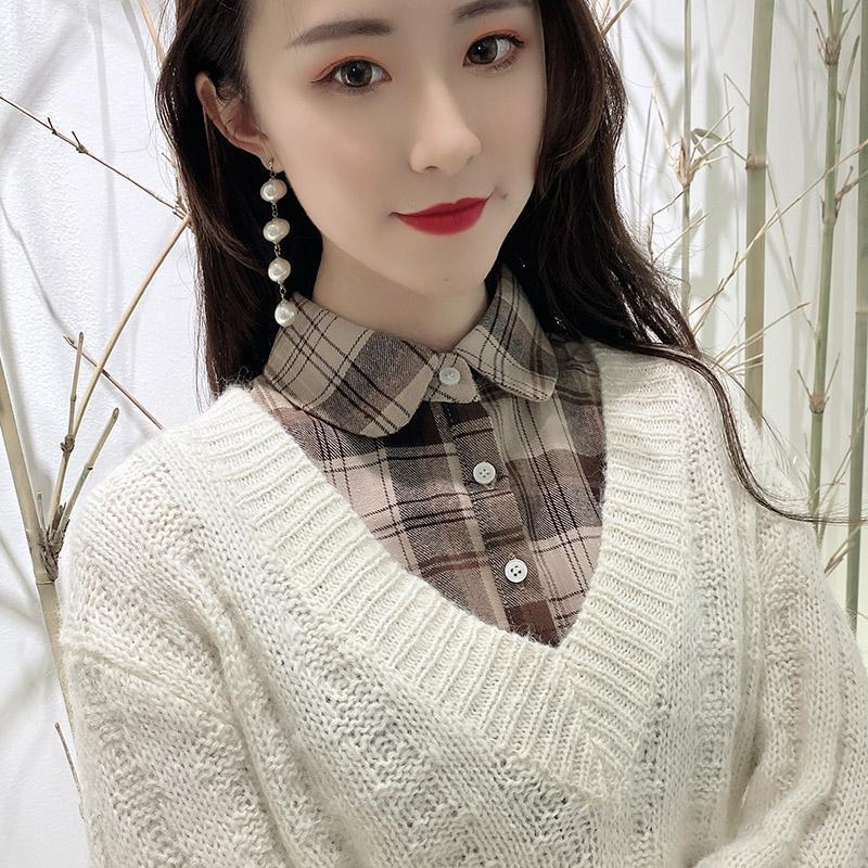 Červený károvaný odnímatelný límec pro dětské svetry a mikiny