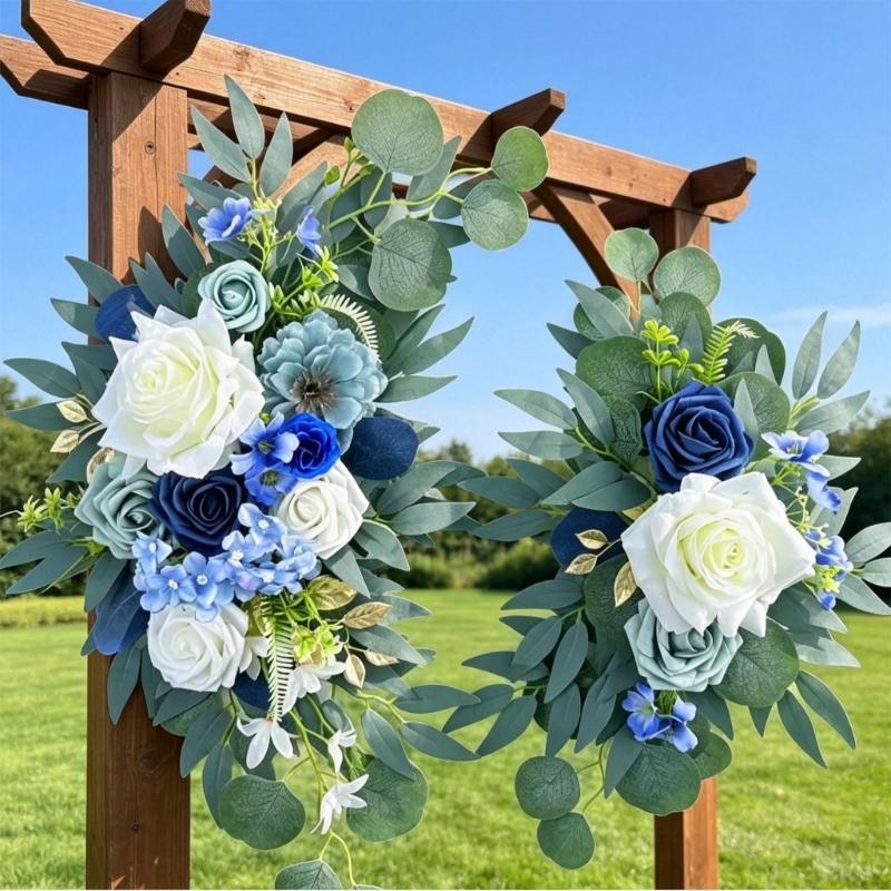 Realistic Rose Flower Arrangement Artificial Plastic Flower For Bridal Showers Wedding Reception Chair Back Decoration