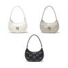 MLB Klassische Monogramm-Prägung Hobo-Tasche — New York Yankees | Koreanische Street Fashion | 3 Farben: Creme / Grau / Schwarz (B26 × H18 × T6 cm, Einheitsgröße)