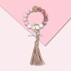 For Key Ring Bracelet Car Keychain Holder for Women Silicone Beaded Bangle Wrist D57B