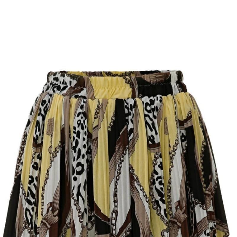 Bohém hippi nyári szoknya Alkalmi kabrió napruha szoknya, magas derékú térd alatti szoknya Női A vonal hosszú szoknya Rugalmas derék szoknya