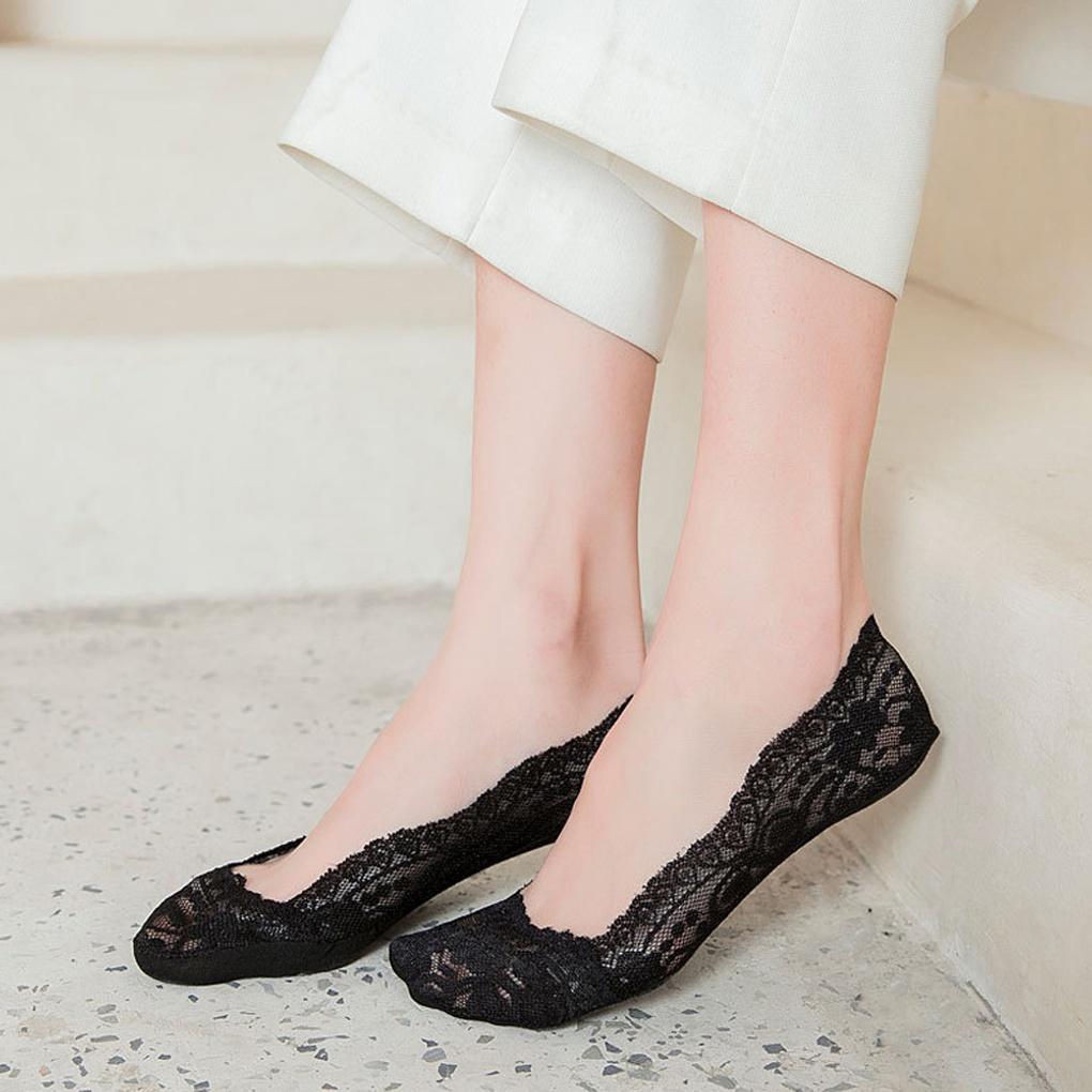 10 Pairs of Women's Lace Full Silicone Cotton Socks