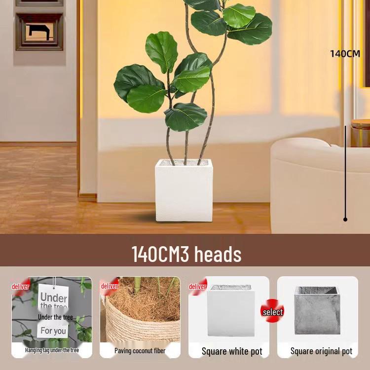 Large Potted Fiddle-Leaf Fig: Luxury Faux Green Plant for Living Room Decor