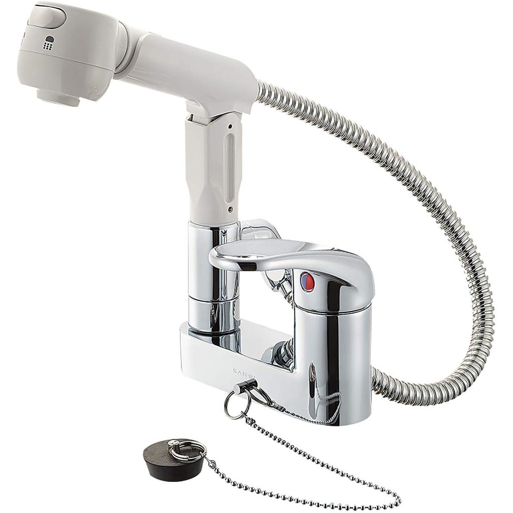 SANEI Sanei Faucet Mixer Faucet for Hair Rubber Stopper (formerly Manufacturing) Single-Spray Bathrooms, Washing, Shower/Foam Switch, Included,
