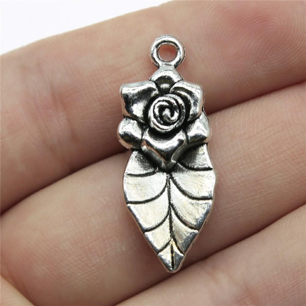10pcs Tree Leaf Charms Pendant Antique Bronze Silver Color Pendants DIY Crafts Making Findings Handmade Tibetan Jewelry