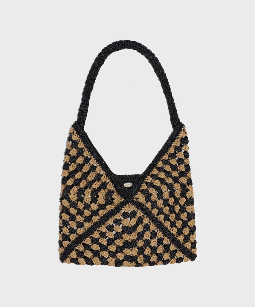 Slowslowly Fruits Handmade Crochet Raffia Shoulder Bag _ Mix (Black)