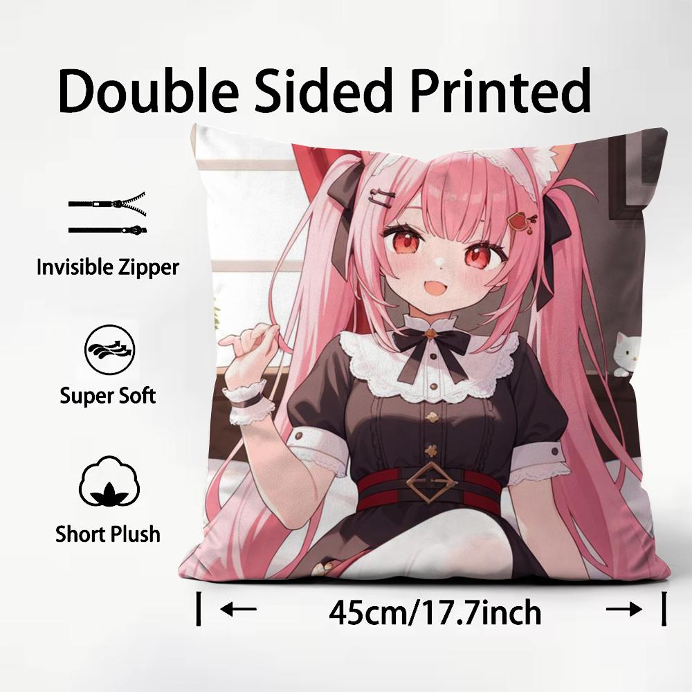 cat girl cute N-NekoparaS Cushion Cover Comfortable Reversible Pillow Cover Ideal for Car Sofa Bedroom & Beyond