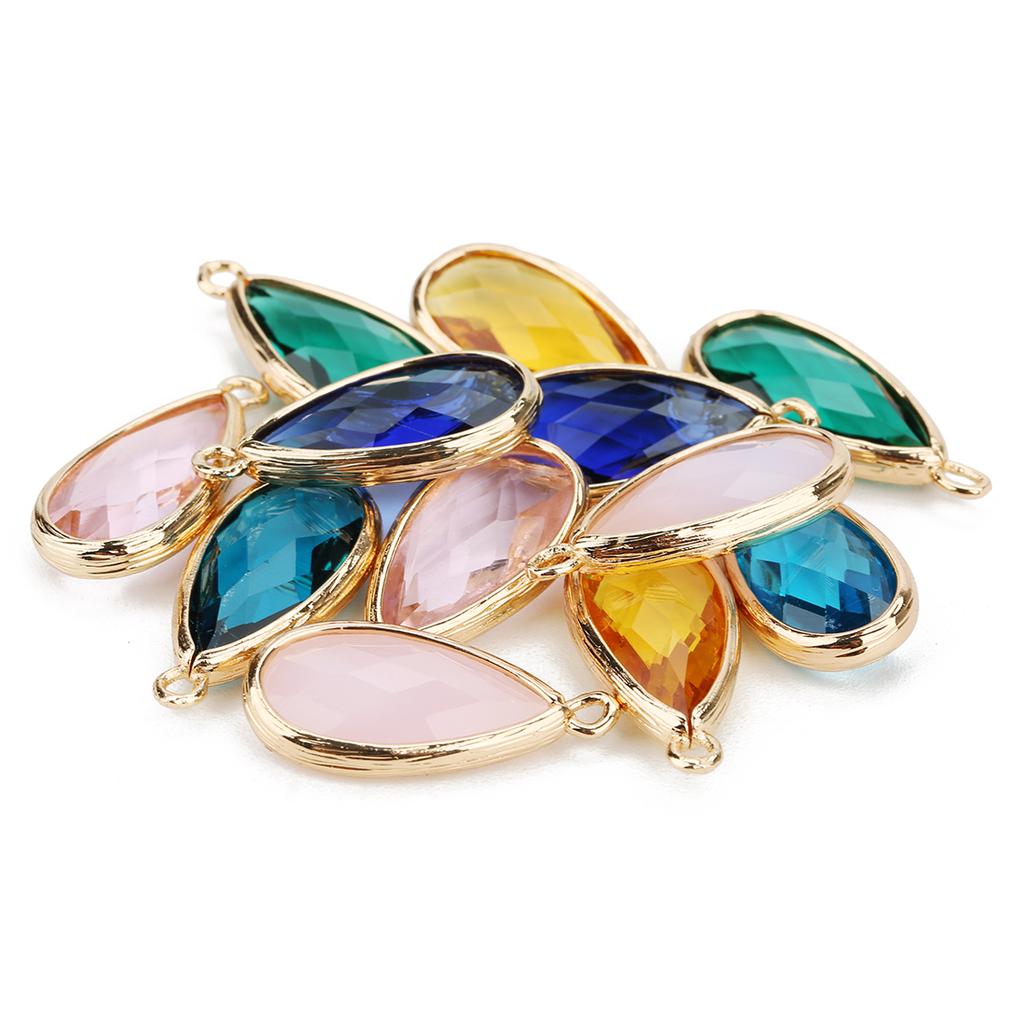 5pcs/pack Glass Edging Pendant Colorful Drop Shaped Charms for Jewelry Making DIY Necklace Bracelet Earring Findings