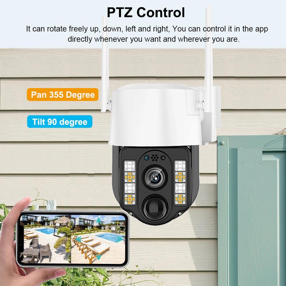 Solar-powered Surveillance Camera, Outdoor Waterproof, Wide-angle 10x Zoom, WIFI/4G Automatic Tracking Security Camera