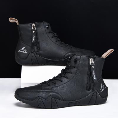 Designer Boots for Men Fashion Outdoor Casual Boot High Quality Handmade Leather Boots Side Zipper Ankle Boots Men High Top Boot