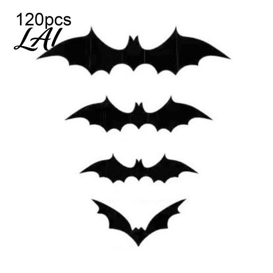 Halloween Bat Wall Stickers 3D Bats Decor Black Stickers Waterproof Shaped Art Scary Plastic DIY Room Decal for Indoor Party Supplies Outdoor Decor