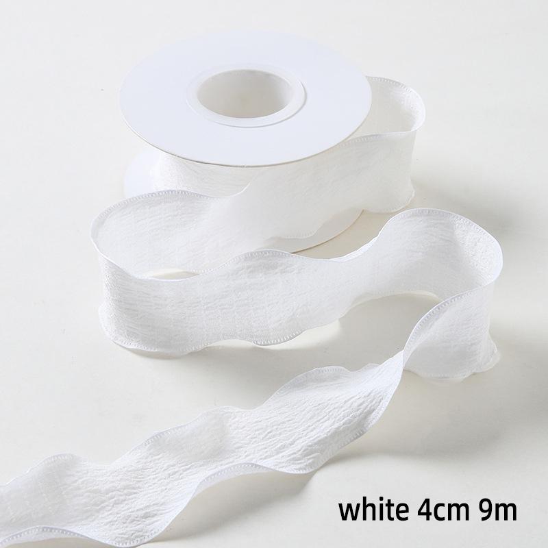 25/40mm 10Yards Candy Color Ribbon Wavy Edge Fishtail Yarn Ribbon for Gift Wrapping DIY Bow Bouquet Cream Style Wrinkled Ribbons