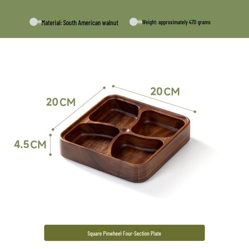 Walnut Wood Windmill Divided Snack Plate
