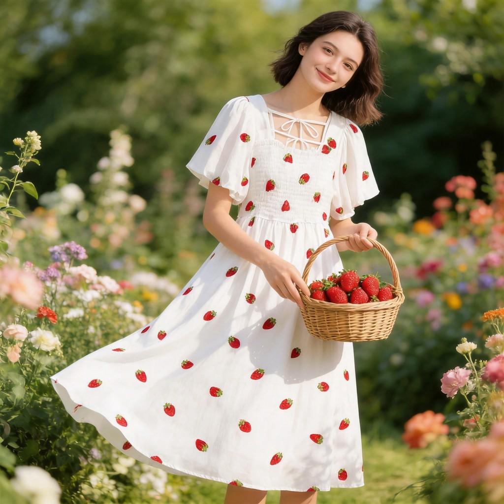 Vestito in Maglia con Stampa Floreale, Scollo Quadrato e Maniche Corte, per un Look Casual Estivo