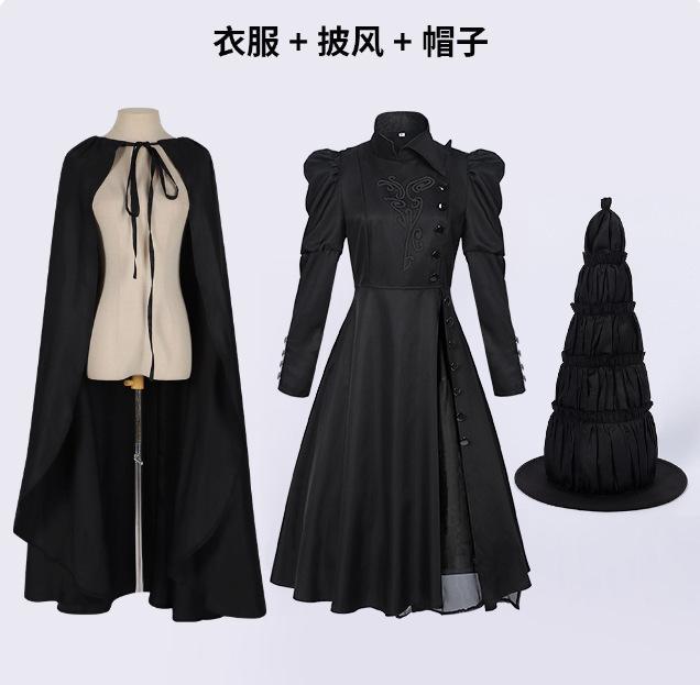 Wicked Elphaba Cosplay Dress, Black Long Sleeve Stage Performance Costume for Women
