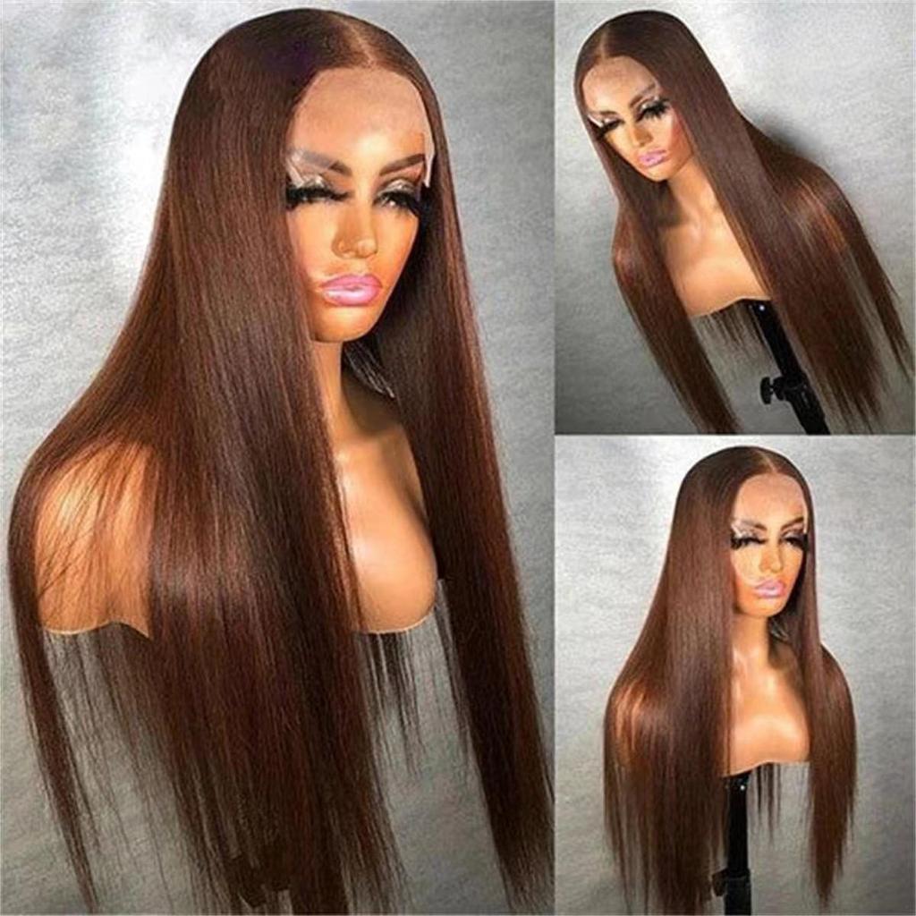 European & American Fashion Golden Straight Lace Front Wig - Middle Part Hairpiece