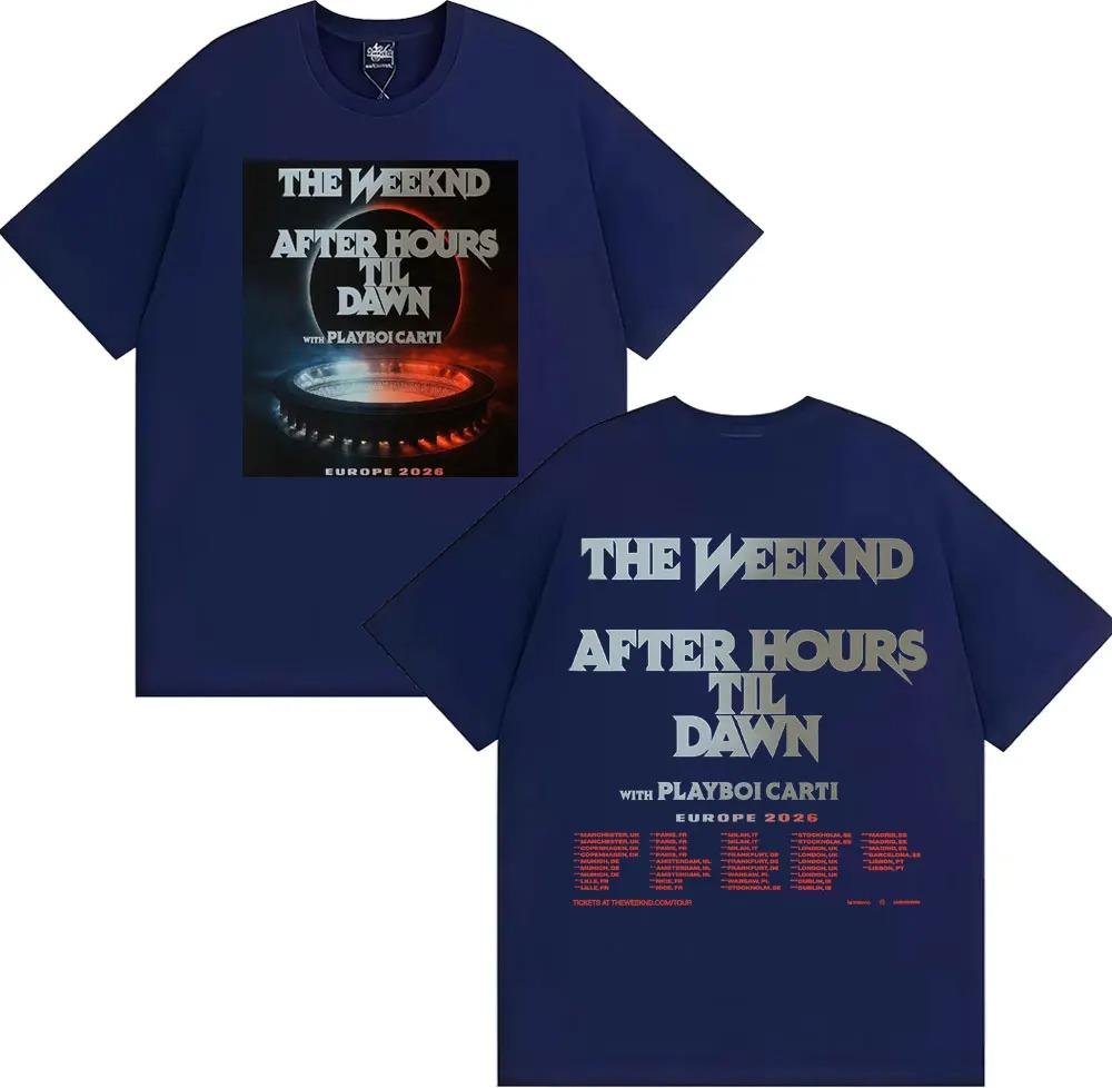 The Weeknd After Hours Til Dawn x Playboi Carti Europe 2026 Tour Dates TShirt Unisex Casual 100 Cotton Short Sleeve TShirt