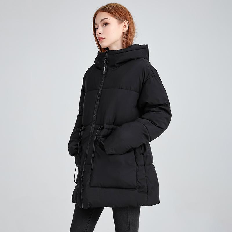 

Women s mid-length hooded new cold and windproof lightweight thickened fluffy warm loose high-quality fabric casual sports cotton clothing XXL