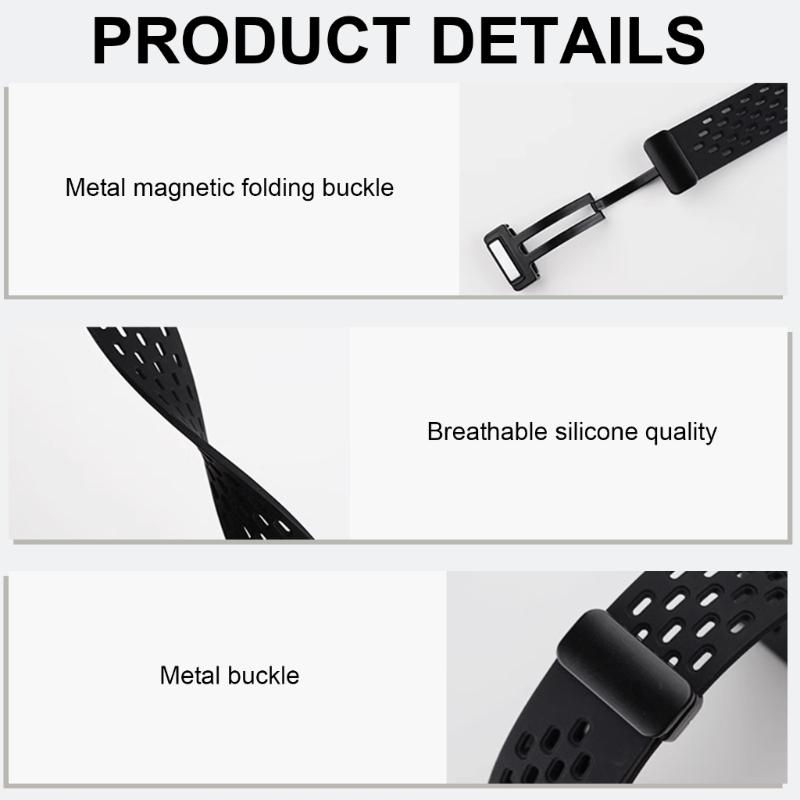 Comfortable Silicone Band with Magnetic Lock Breathable Accessory Sweat Resistant Silicone Watch Strap for Watch Fit3