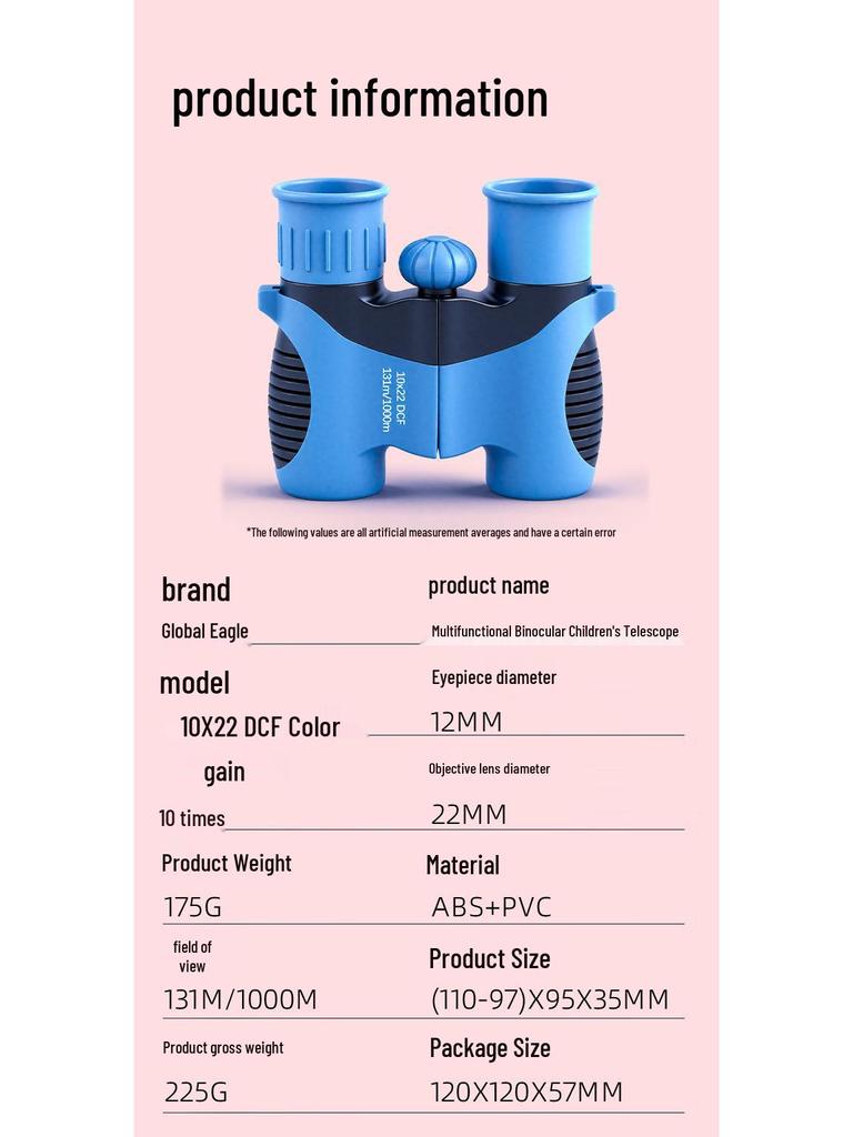 Kids' Optical Glass Telescope Binoculars 10X22 with Eye Protection