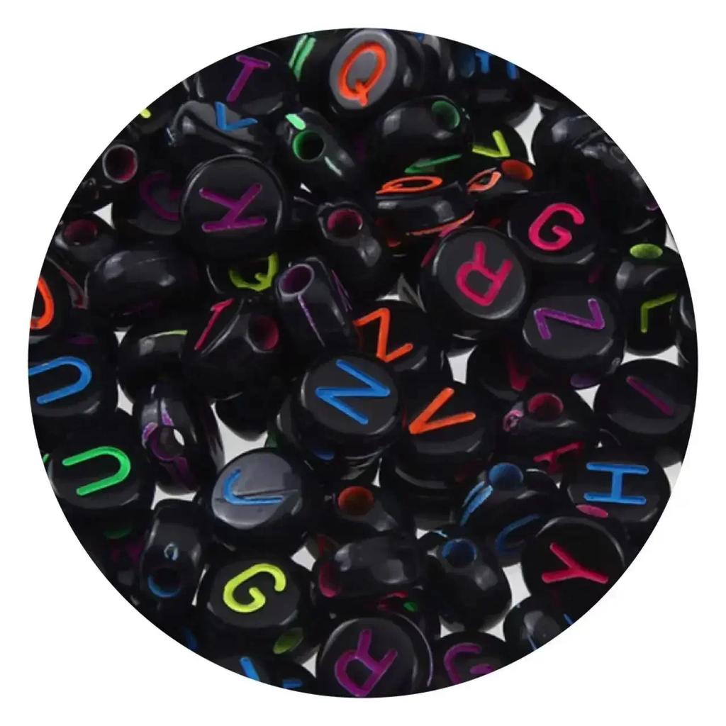 100/200/300/500 Stück Acryl-Buchstabenperlen, gemischt, rund, flach, lose Abstandsperlen für die Herstellung von handgefertigten Schmuckstücken, DIY-Armbändern und Halsketten