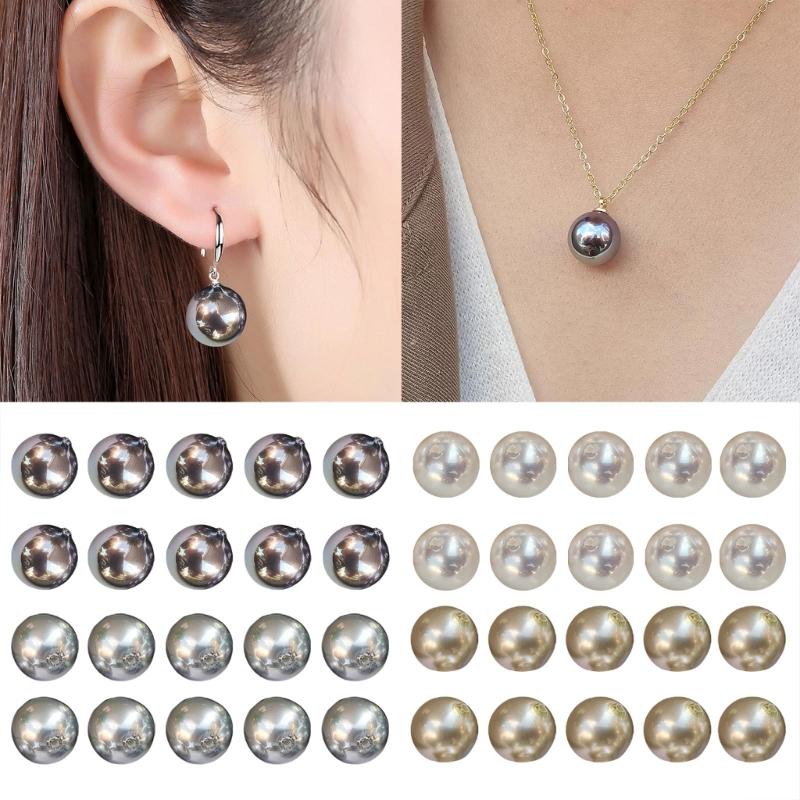 10pcs Round Faux Pearls Beads with Hole 12mm Necklaces Pendant Beads Bracelets Beads Loose Beads Necklace Bracelet Pearls