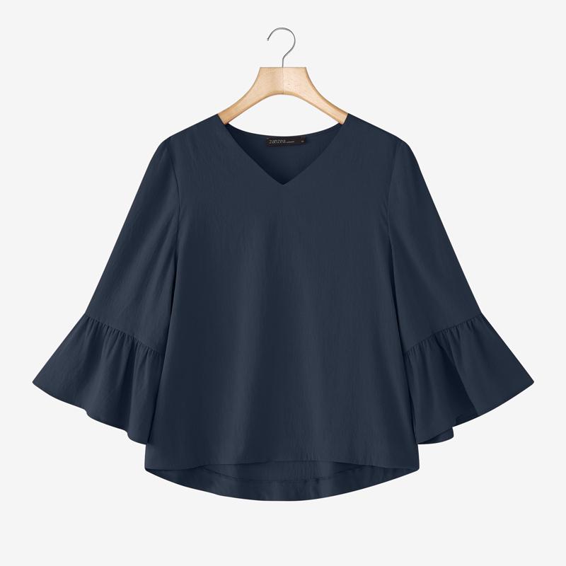 

ZANZEA Женская летняя блузка с V-образным вырезом, свободная, повседневная, с рукавом 3/4 4XL