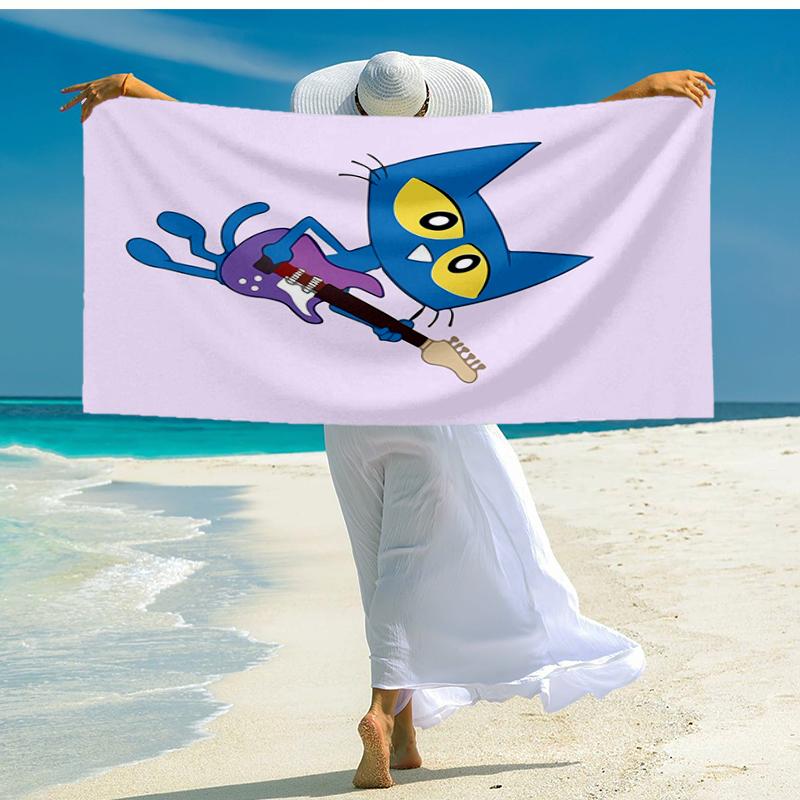 Ultra-Soft Beach Towel with Pete the Cat Theme,Ideal for Pool - Camping, Diving - Perfect Travel Essential, Vibrant Beach Towel.