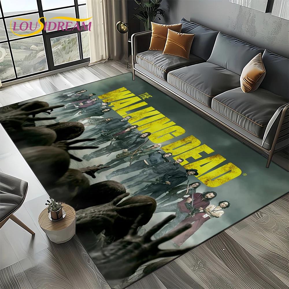 TWD Walking Dead Rick Daryl Horror TV Teppich für Wohnzimmer Schlafzimmer Haus Sofa Dekoration, Kinderteppich rutschfeste Bodenmatte