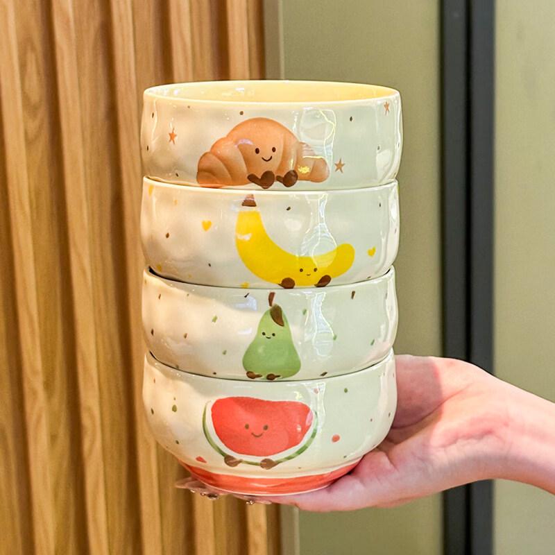 Cartoon Fruit Ceramic Rice Bowl Set