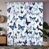 2pc Artistic Blue Butterfly Print Curtains   Polyester Fabric   Machine Washable   Suitable for Bedroom and Living Room Decoration