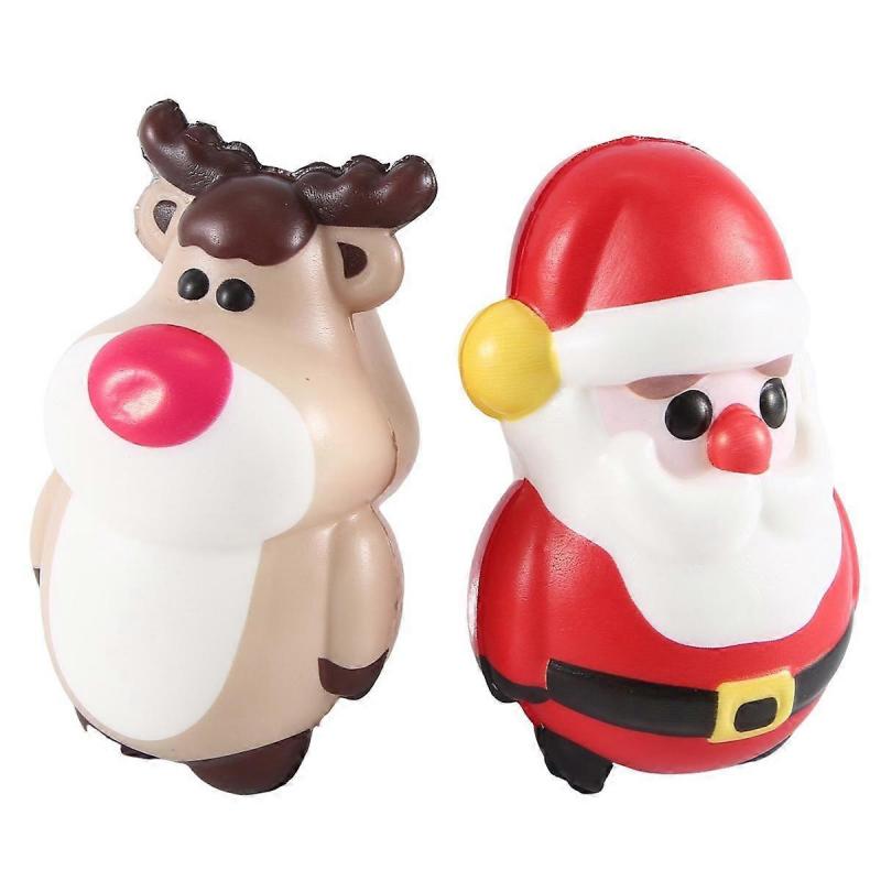 4 Stück PU Squishy Anti-Stress-Abbau Spielzeug Puppe Rentier Weihnachtsgeschenk Langsamer Rückprall Antistress Squee