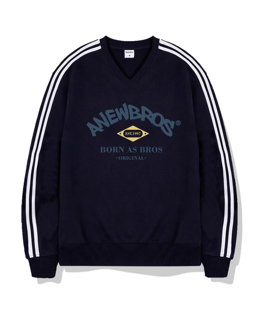 Newbros Bros Club Oversized Track V-Neck Sweatshirt 5 Colors [Anbv_9006]