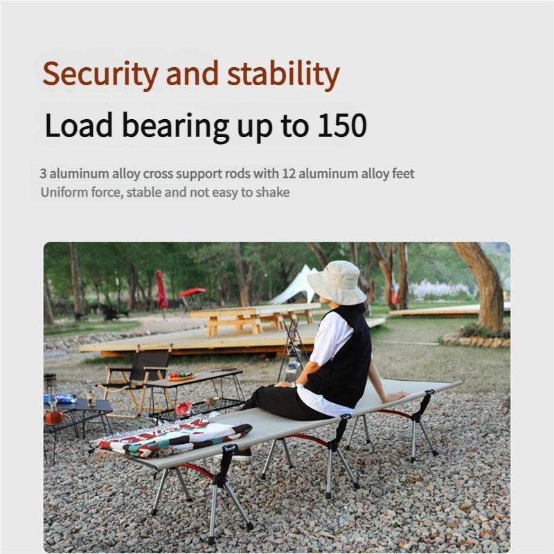 Höhenverstellbares Campingbett Ultraleichtes Aluminium Klappbett Kompakt Tragbar Oxford-Gewebe für Büro Nickerchen Reisen Robuste Unterstützung